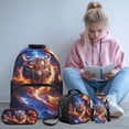 thumbnail image 2 of Garronmavis Kids Boys Backpack with Lunch Box, 4-Piece Set Includes Backpack, Lunch Bag, Pencil Case, Water Holder Case, Lightning Tiger Large Capacity School Backpack with Front Pocket, 2 of 8