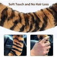 thumbnail image 5 of chalian-Fluffy Car Steering Wheel Cover, Universal Fuzzy Auto Wheel Cover & Handbrake Cover &Gear Shift Cover Set,Anti-Slip Tiger Stripe Warm Fur Vehicle Wheel Protector Car Accessories for Men Women, 5 of 14