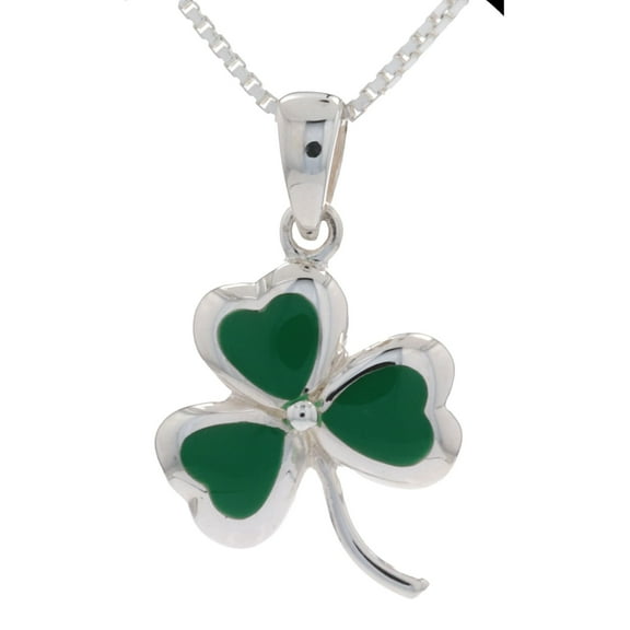 Jewelry Trends Sterling Silver Celtic Clover Shamrock Pendant Necklace 18"