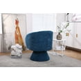 thumbnail image 3 of Swivel Accent Barrel Chair, Modern Round Armchair with Curved Backrest & Wooden Base, Comfy Single Leisure Sofa Couch Chair for Living Room Bedroom Office, Teal, 3 of 6