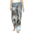 thumbnail image 2 of Goofa Majestic Snowy Wolf Printed Soft Pajama Pants for Women, Wide Leg Comfy Casual Lounge Yoga Pants-Medium, 2 of 9