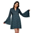 thumbnail image 5 of Moomaya Pleated Dress For Women Plus Size Mini Dress With Long Bell Sleeve, 5 of 6
