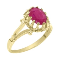 LBG British Made 10k Yellow Gold Natural Ruby Womens Engagement Ring - 33 size options - Size 7.75