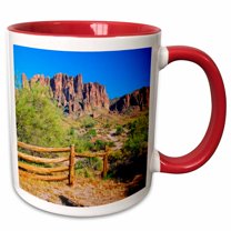 3drose, Usa, Arizona. Desert Trail by Lost Dutchman State Park., 15oz Two-tone Red Mug
