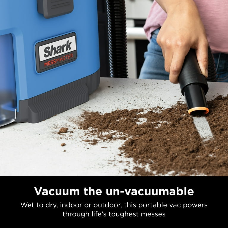 Shark MessMaster Portable Wet Dry Vacuum Small Shop VAC 1 Gallon Capacity Corded Handheld for Pets Cars AnyBag Technology Self-Cleaning Powerful