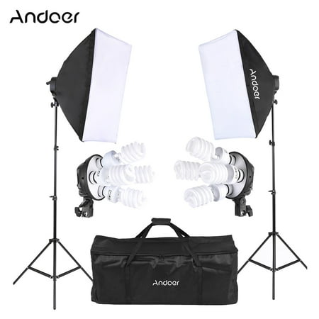 - Andoer Studio Photo Lighting Kit with 2 * Softbox / 2 * 4in1 Bulb Socket / 8 * 45W Bulb / 2 * Light Stand / 1 * Carrying Bag