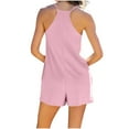 thumbnail image 4 of REALiKUN Women Summer Casual Ribbed Knit Spaghetti Strap Deep V Neck Sleeveless Pocketed Short jumpsuit Cami Romper, 4 of 8