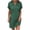 Green, variant on Women Summer Smocked Mini Dress Cotton Linen Short Sleeve V-Neck Flowy A-Line Tiered Ruffle Dresses with Pocket Black M