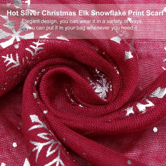 QUMIIRITY 1Pc Red Rectangular Shawl Women Neckwear Silk Christmas Scarf Polyester Winter Season
