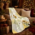 thumbnail image 3 of Sunflower Honeybee Patchwork Farmhouse, Rustic Botanical Portrait, Warm Flannel Blanket for Ranch House and Living Room, Garden Lovers Housewarming Gift, Rustic Home Decor, 3 of 9
