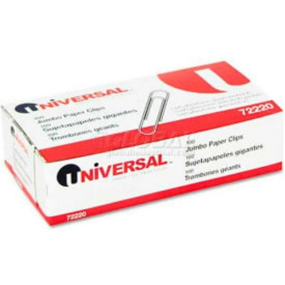 United Stationers Supply B1449665 Universal Smooth Paper Clips - Wire - Jumbo - Silver - 100 per Box