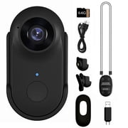 64G Mini Body Camera, Wearable Action Body Cam with Audio & Video- Thumb Hands Free Waterproof Recording Wearable Cameras - for Vlogging, Cycling, Travel & Work