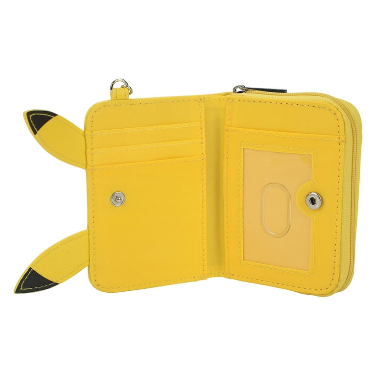 Pokemon Pikachu Kids' Mini Wallet with Keychain, Yellow Zip