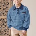 thumbnail image 4 of Cethrio Boys Polo Shirts, Pullover Casual Long Sleeve Stripe Spring Fall Tops Blue Size 6, 4 of 8