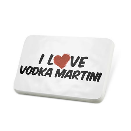 Porcelein Pin I Love Vodka Martini Cocktail Lapel Badge –