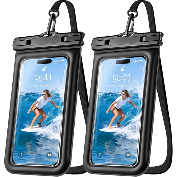 Floating Waterproof Phone Pouch 2 Pack, IP68 Waterproof Phone Case with Lanyard for Phones up to 7 Inches, for iPhone 17 16 Pro Max, Cellphone Dry Bag for Beach Pool Kayak Cruise Travel Essentials