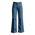 thumbnail image 5 of Women's Striped High Waist Pleated Flare Pants Dress Pants Slim Bootcut Suit Trousers Business Casual office Work Pants with Pockets Blue, 5 of 7