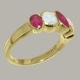 thumbnail image 3 of LBG British Made 18k Yellow Gold Ring with Natural Ruby & Opal Womens Band Ring - 33 size options - Size 7.25, 3 of 6
