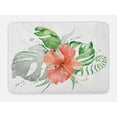 thumbnail image 1 of Hibiscus Bath Mat, Grunge Look Watercolor of Tropical Flower Interpretation, Plush Bathroom Decor Mat with Non Slip Backing, 29.5" X 17.5", Burnt Sienna Dust, by Ambesonne, 1 of 2