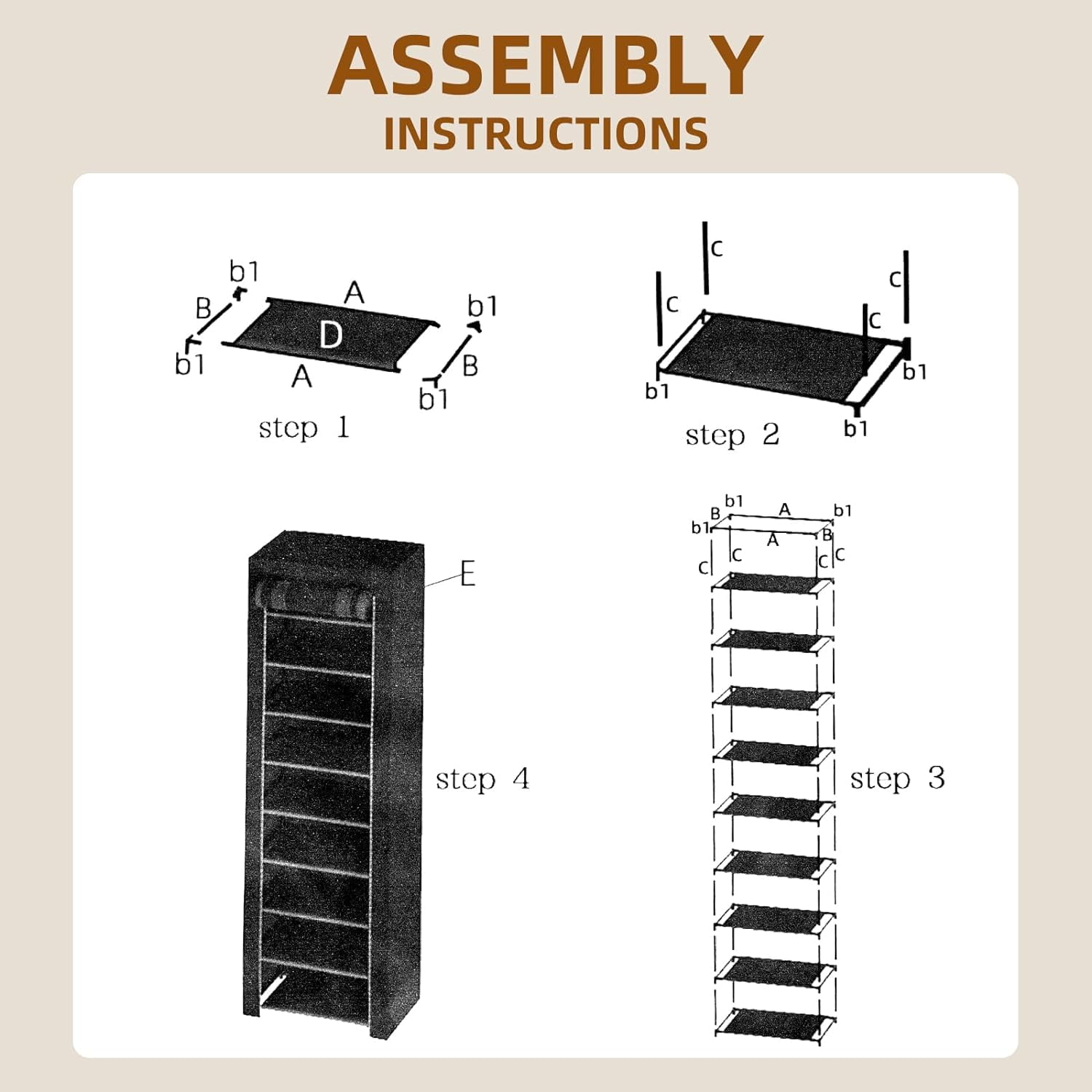 Tall Slim Narrow Shoe Rack with Dustproof Cover - 10 Tier Space-Saving Storage Organizer for Entryway, Closets