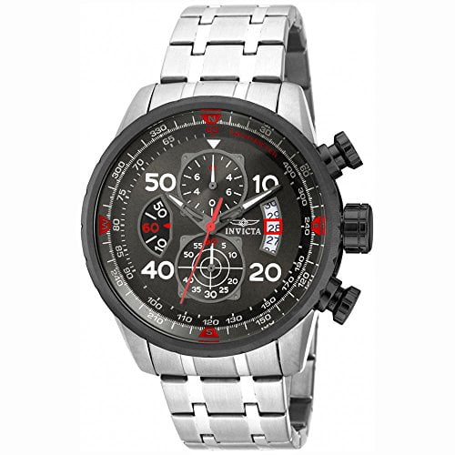 17204 Men's Aviator Chronograph Gunmetal Dial Stainless Steel Bracelet Watch