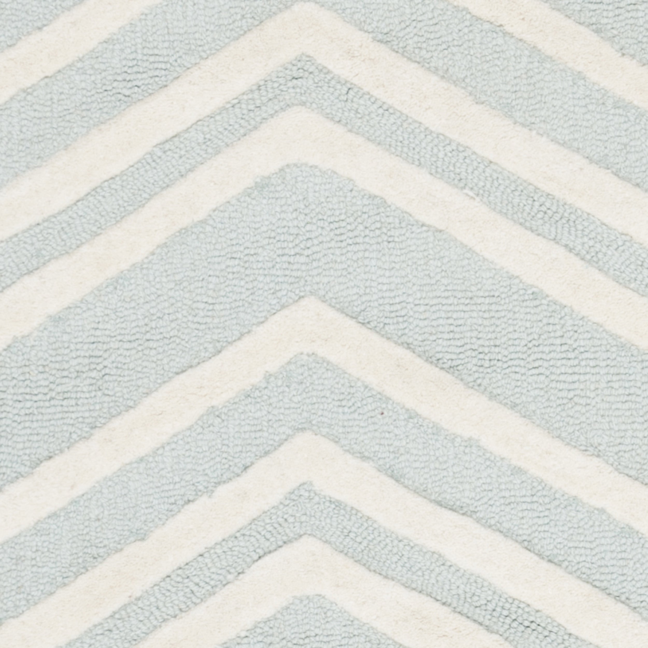 SAFAVIEH Kids Wave Chevron Wool Area Rug, Mint/Ivory, 5' x 5' Round