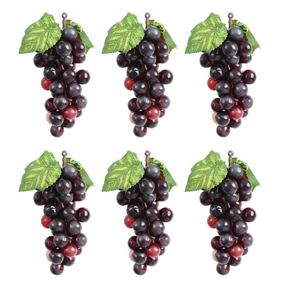 HUIANER 6Pcs Simulated Fruit Model Agate Red Articifical Grape Clusters for Vintage Wedding Favor Wine Decor
