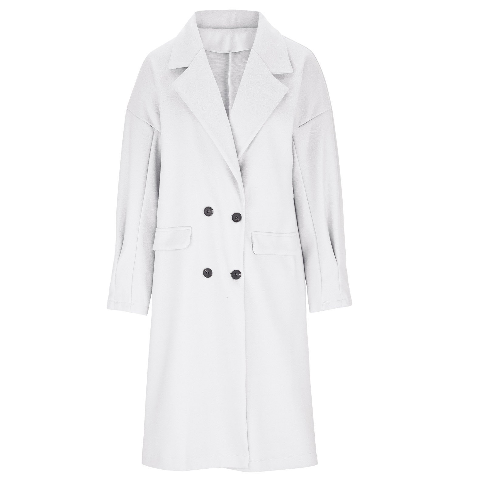Tuphregyow Women Winter Long Sleeve Coat Fuzzy Fleece Open Front Hooded Cardigans Solid Trendy Loose Warm Outerwear with Pocket Dressy Jacket Lapel Button White L