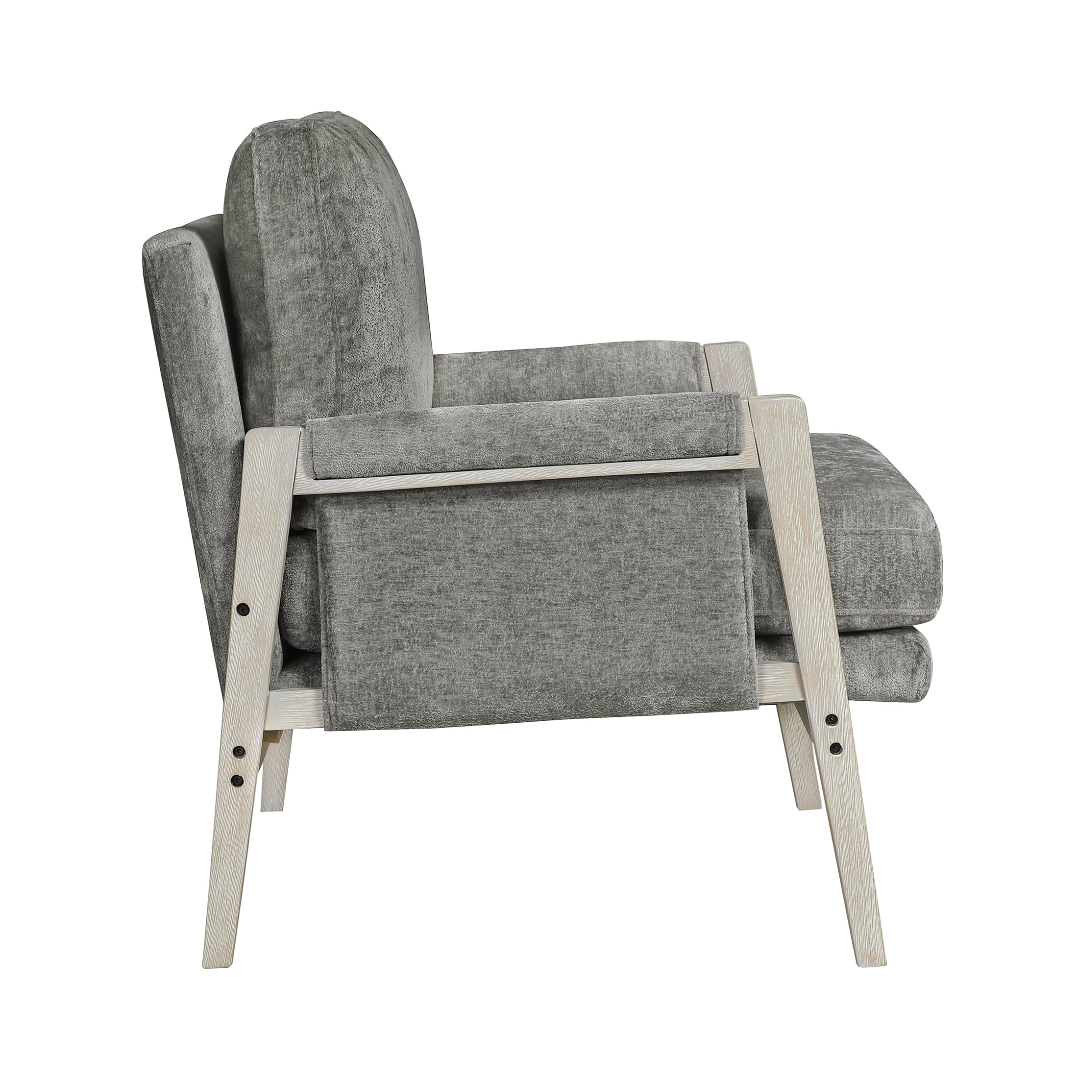 OakvillePark Glentop Wood Frame Chenille Accent Chair, Brownish Gray