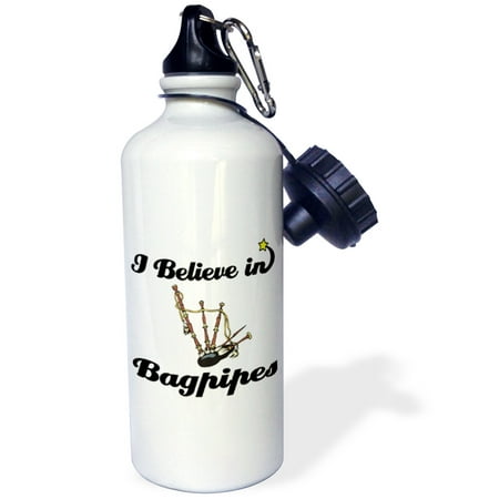 3dRose I Believe In Bagpipes, Sports Water Bottle, 21oz