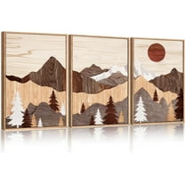 FCCUYE White Foggy Forest Mountain Wall Art d,Large Misty Watercolor Pine Tree Wall Decor set of 3 (24"x36"), Nature Lake Landscape Canvas Painting for Living Room, Bedroom, Office