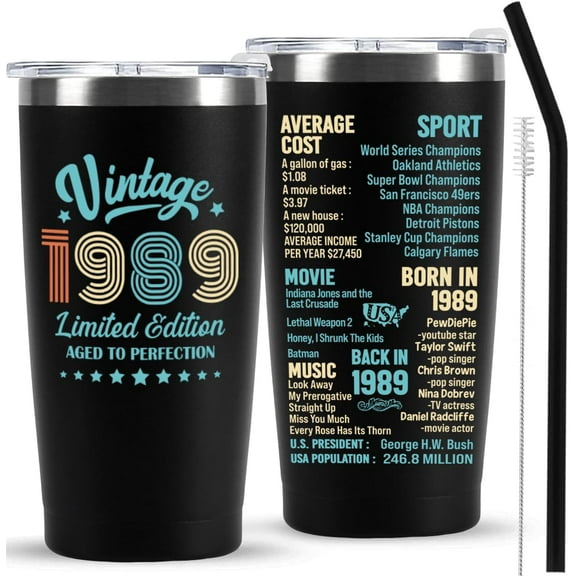 35th Birthday Gifts for Men women, 35 Years Old Gifts Idea for Him Her, Thirty-five Birthday Present, Happy 35th Birthday Tumbler Gifts Back in 1989 Tumbler Cup
