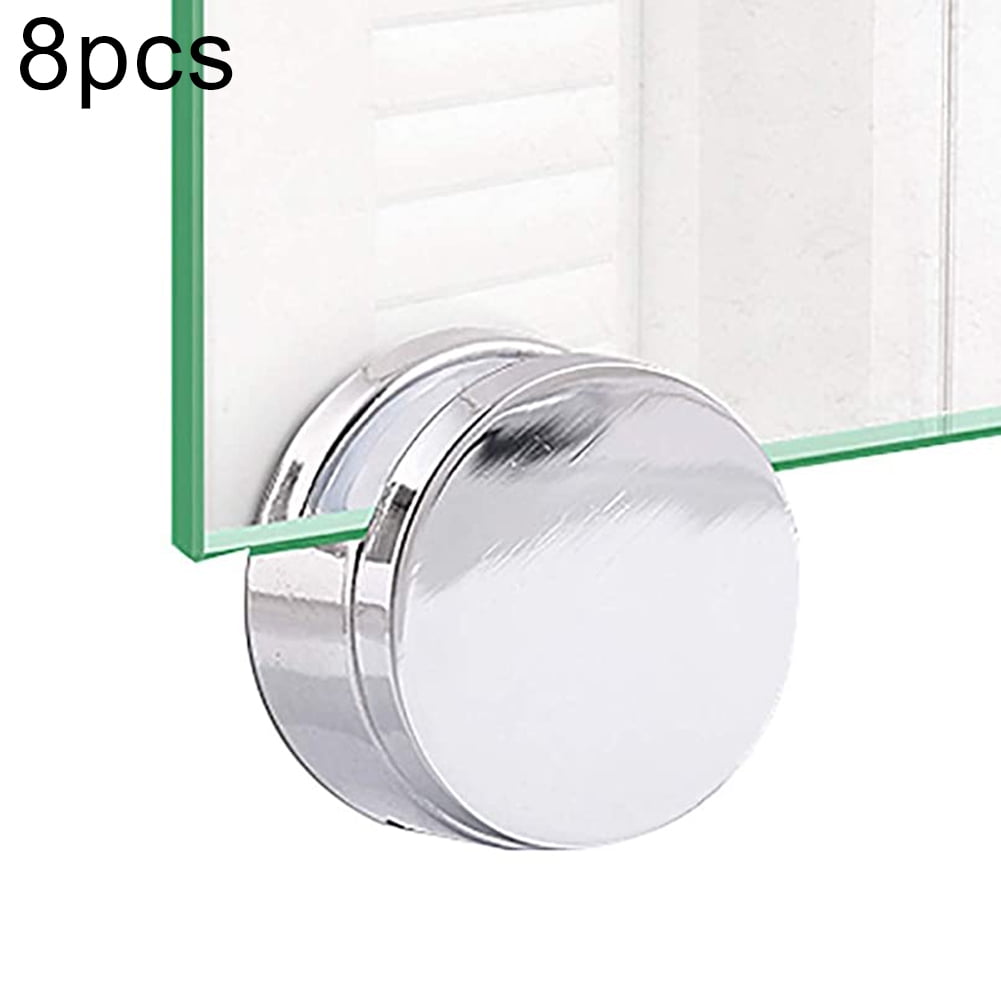 2pcs 3-5mm Mirror Glass Hanging Kit Wall Bracket Round Clips Zinc Alloy 