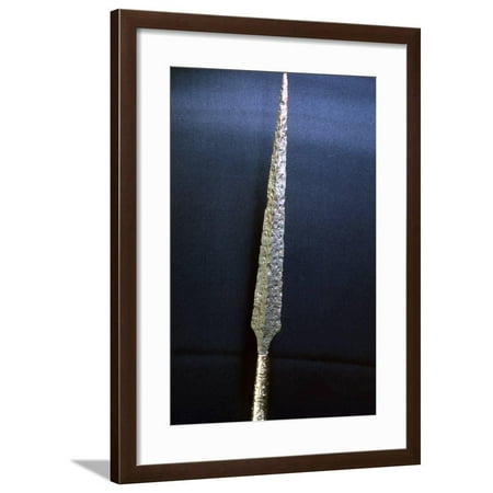Viking bronze spear with a decorated silver shaft, Sweden Framed Print Wall Art By Werner