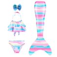 thumbnail image 2 of Set de traje de baño Mskseciy para niñas de 3 a 9 años con cobertura de cola de pez, 2 of 3