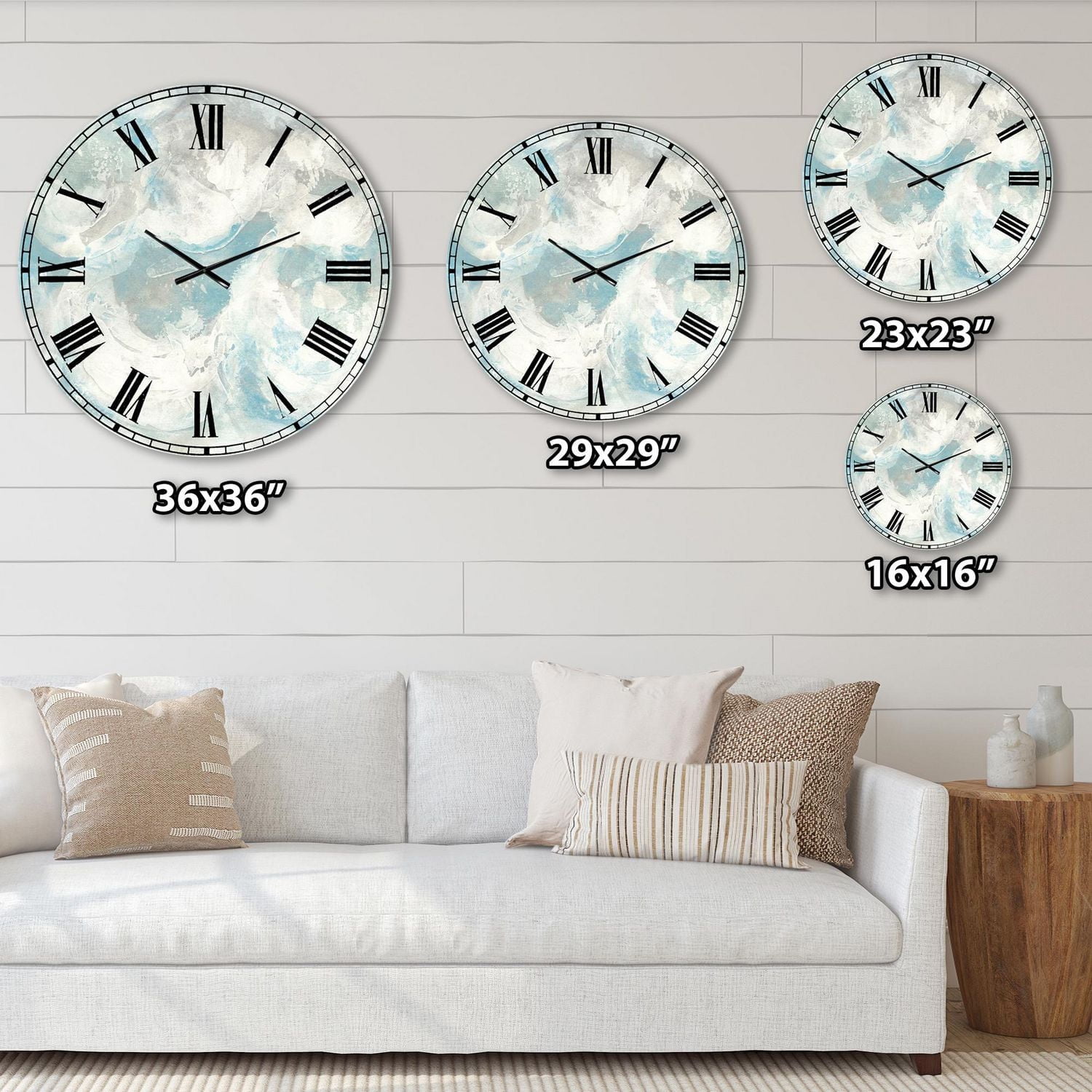 Designart Nuance bleu pâle IV horloge murale