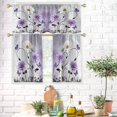 thumbnail image 2 of Teal Floral Kitchen Curtains Valance and Tiers Set 3 Piece Rustic Flowers White Daisy Butterfly Rod Pocket Small Short Living Room Bedroom Bathroom 54x18 inch + 27.5x36 inch*2, 2 of 6