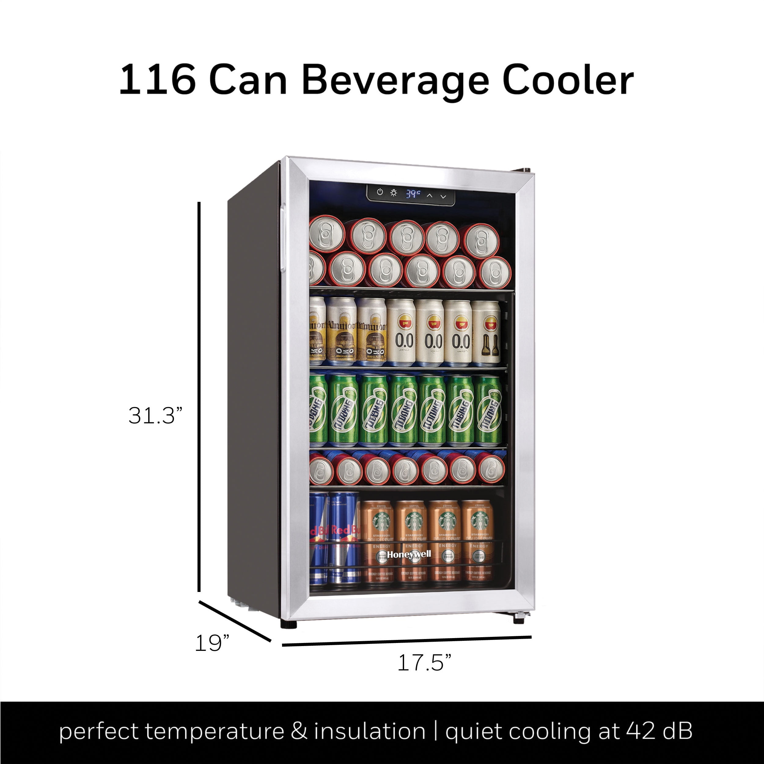Honeywell Beverage Refrigerator and Cooler, 116 Can Mini Fridge