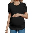 thumbnail image 5 of Short Sleeve Women's Maternity Shirt Casual Puff Sleeve Knit Tops, 5 of 6