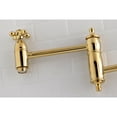 thumbnail image 3 of Kingston Brass KS3102AX Restoration Wall Mount Pot Filler Kitchen Faucet, Polished Brass, 3 of 5