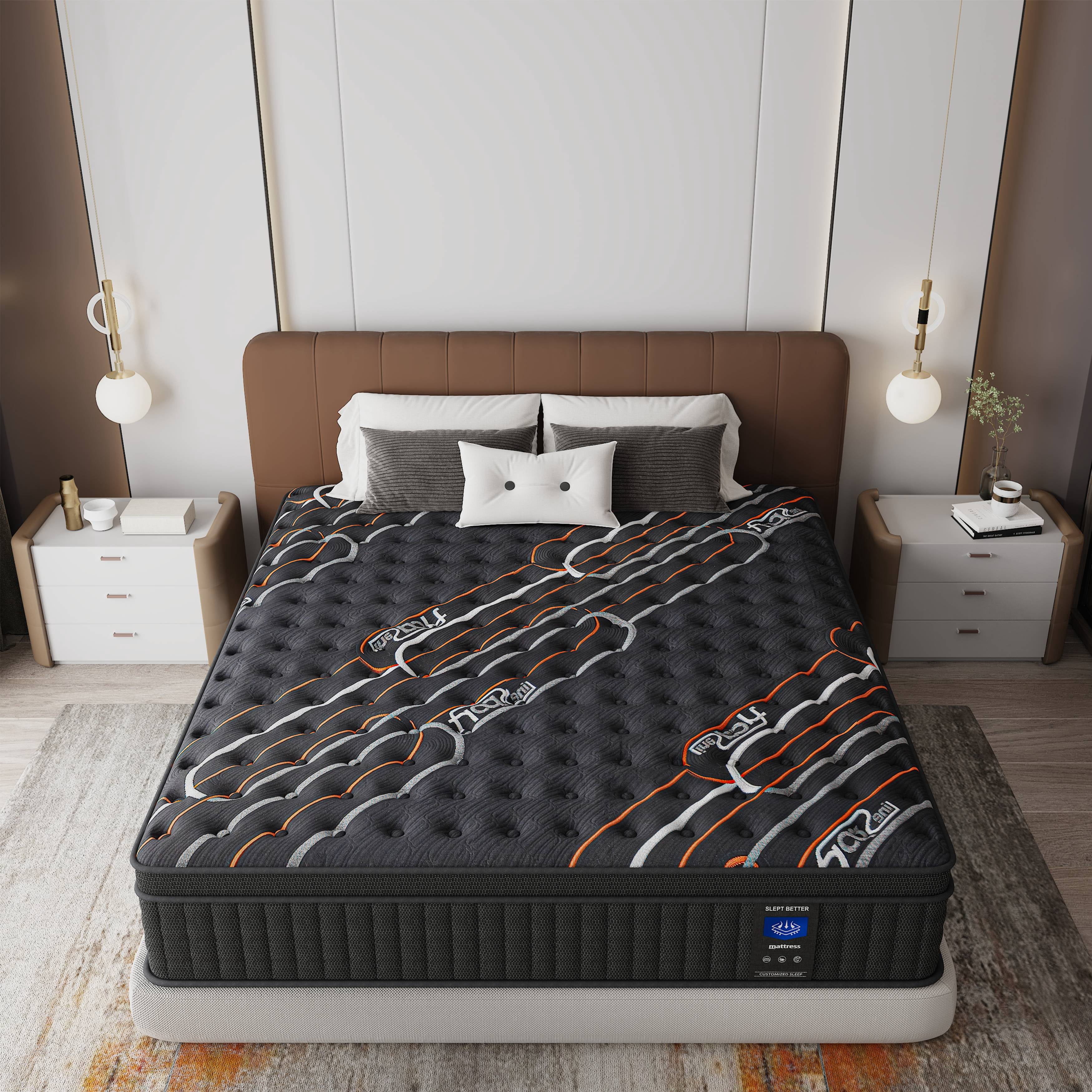 MRH Mattress 12 Inch Hybrid King Size Mattress in a Box Gel Memory Foam Mattress with Motion Isolation and Pressure Relief Strong Edge Support Breathable Pressure Relief