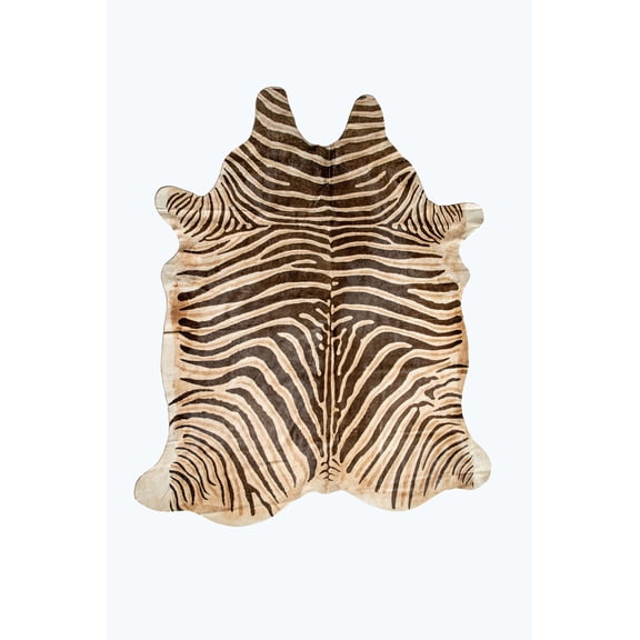 Natural Togo Cowhide Rug | African Zebra Chocolate & Natural | 6'x7'