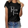 thumbnail image 1 of MHFRRA Camiseta de Manga Corta con Estampado de Cristal de Colores para Mujer, Informal, de Moda de Verano Negro, 1 of 3