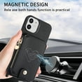 thumbnail image 5 of Compatible with iPhone 12 Pro / 12 Case Wallet, with Credit Card Holder Zipper Pocket Crossbody Strap Heart Pattern PU Leather Magnetic Clasp Kickstand Heavy Duty Protective Flip Cover, Black, 5 of 12