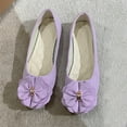 thumbnail image 2 of Puntoco Women'S Suede Square Toe Ballet Flats Bowknot Shoes Women Dressy Comfortable Slip-On Loafers Ballerina Flats Purple 8.5(41), 2 of 3