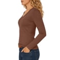 thumbnail image 4 of NominalSnug Long Sleeve Shirts for Women V Neck T Shirts Stretchy Plain Basic Tee Loose Fit Soft Fall Tops, 4 of 8