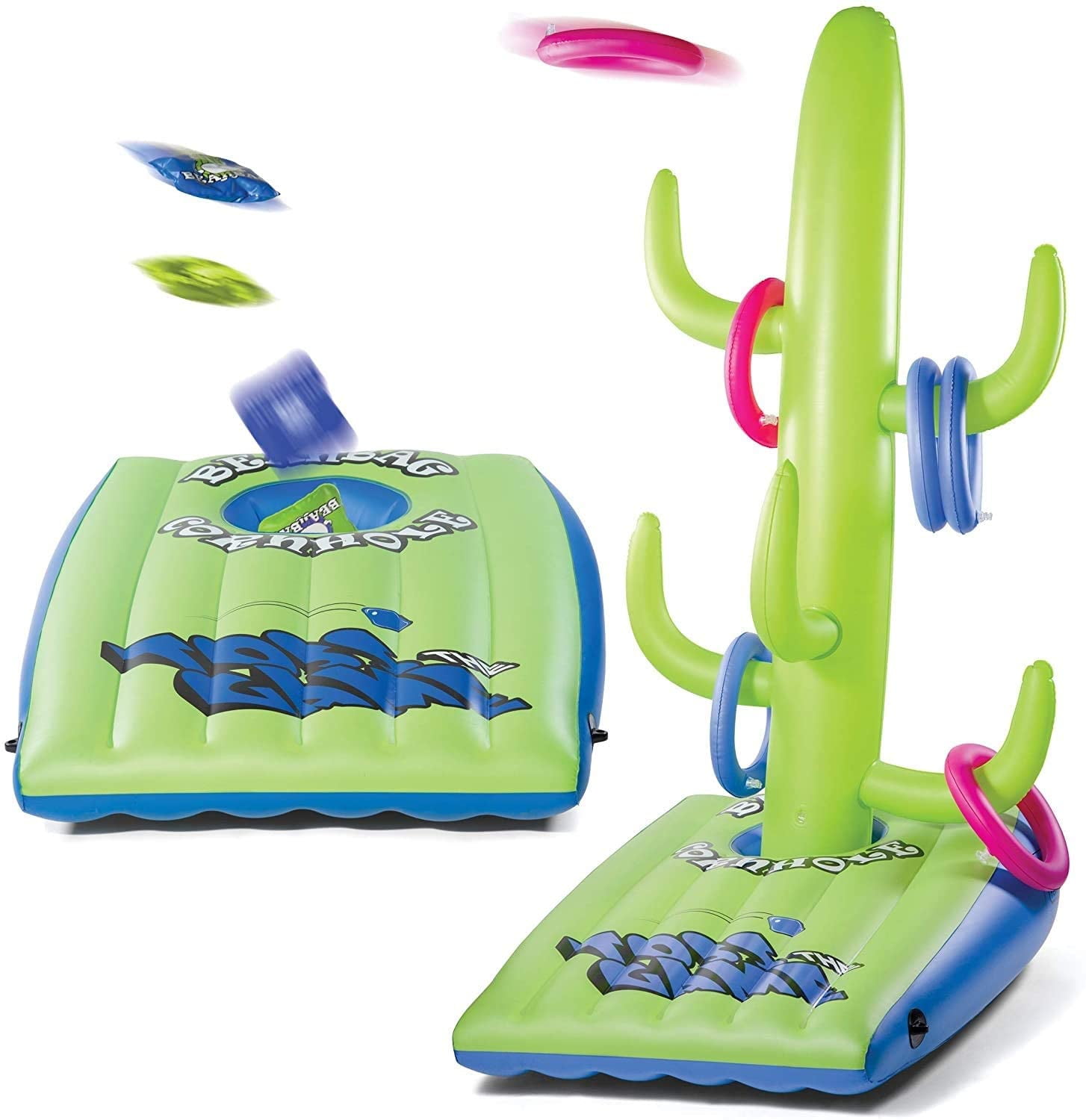 Prextex Floating Cornhole Bean Bag and Combo Floating Ring Toss for