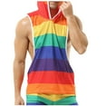 thumbnail image 3 of HOOMEUMY Men's Colorful Fishnet Tank Top with Hood Mesh Sleeveless Tank Top Breathable Lightweight Casual UnderVest Multicolor M, 3 of 6