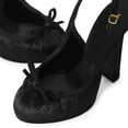 thumbnail image 3 of XYD Women Round Toe Platform Slip On Pumps Bows Slingback Strap Buckle Block High Heels Evening Dress Prom Shoes Size 11 Black, 3 of 4