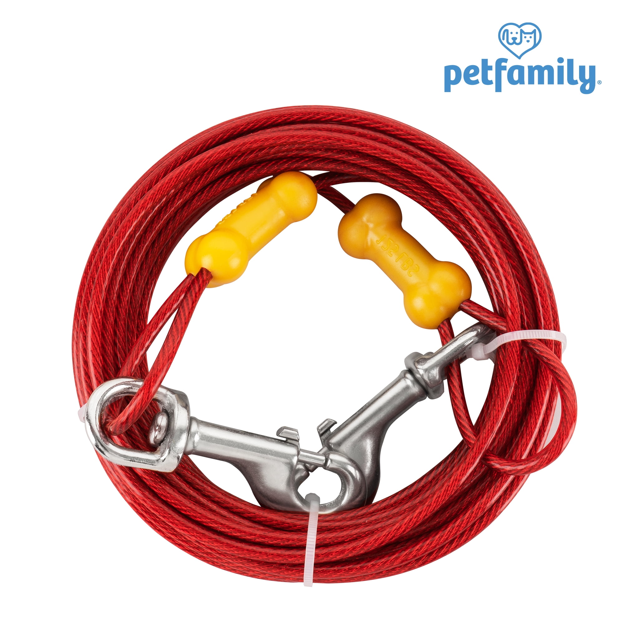 Petfamily Dog TieOut Cable, Medium to Large Dog, Red, 30FT / 125LBS